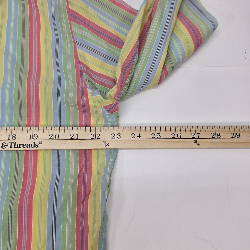 Arnold Zimberg Hollywood Mens Medium Multicolor Striped Button Up Shirt Retro Co - Picture 7 of 9